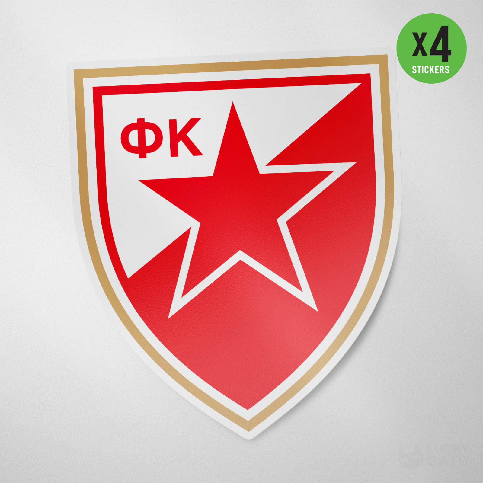 (4 Pack) Red Star Belgrade Serbia Vinyl Sticker Decal Soccer Crvena Zvezda