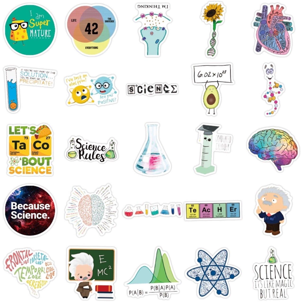 10 Random Science Education Themed Stickers Decals Laptop Yeti Car Free Shipping