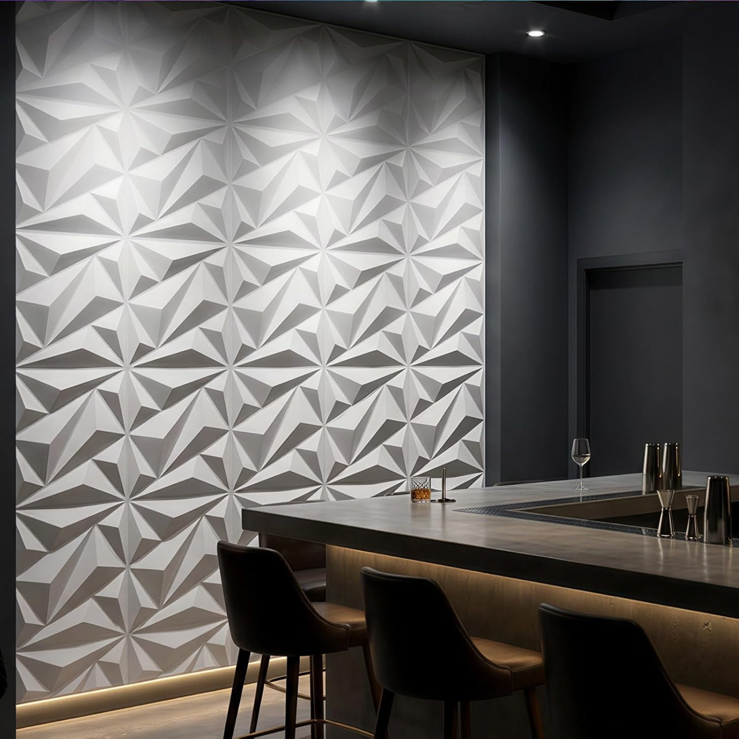 Diamond 3D Wall Panels – Waterproof PVC Decor for Living Room & Office, 12 Pack