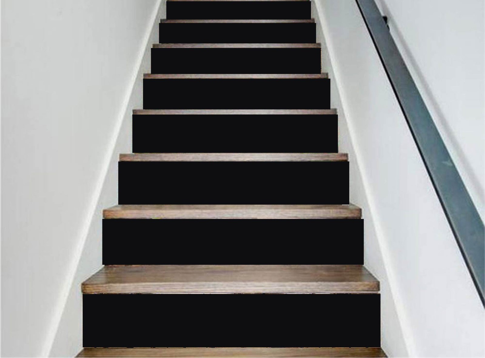 Black Stair Riser Stickers | Waterproof Vinyl Peel and Stick Decals (Set of 5)