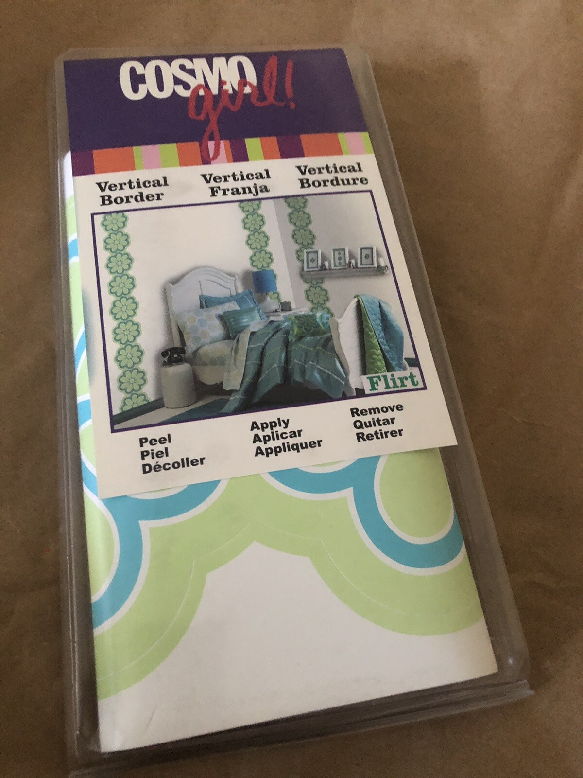 Cosmo Girl Flirt Wall Appliqué Decals Blue & Green Girls Flower Theme Decor NIP