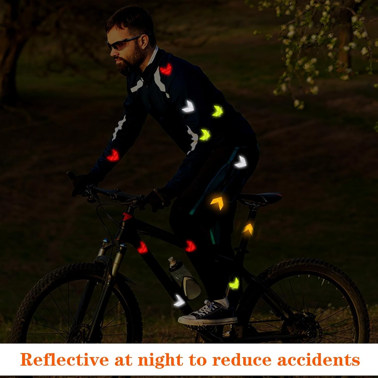 48PCS Reflective Stickers – High-Visibility Arrow Safety Stickers for Helmet, Ma
