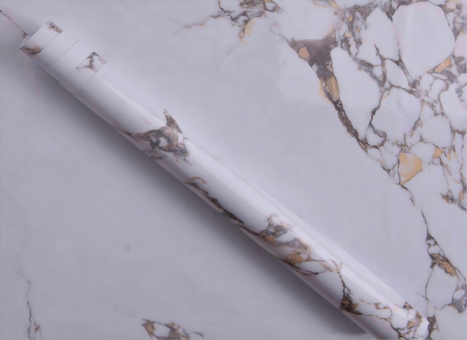 White Gold Marble Granite Contact Paper peel and stick for Kitchen Bathroom C…