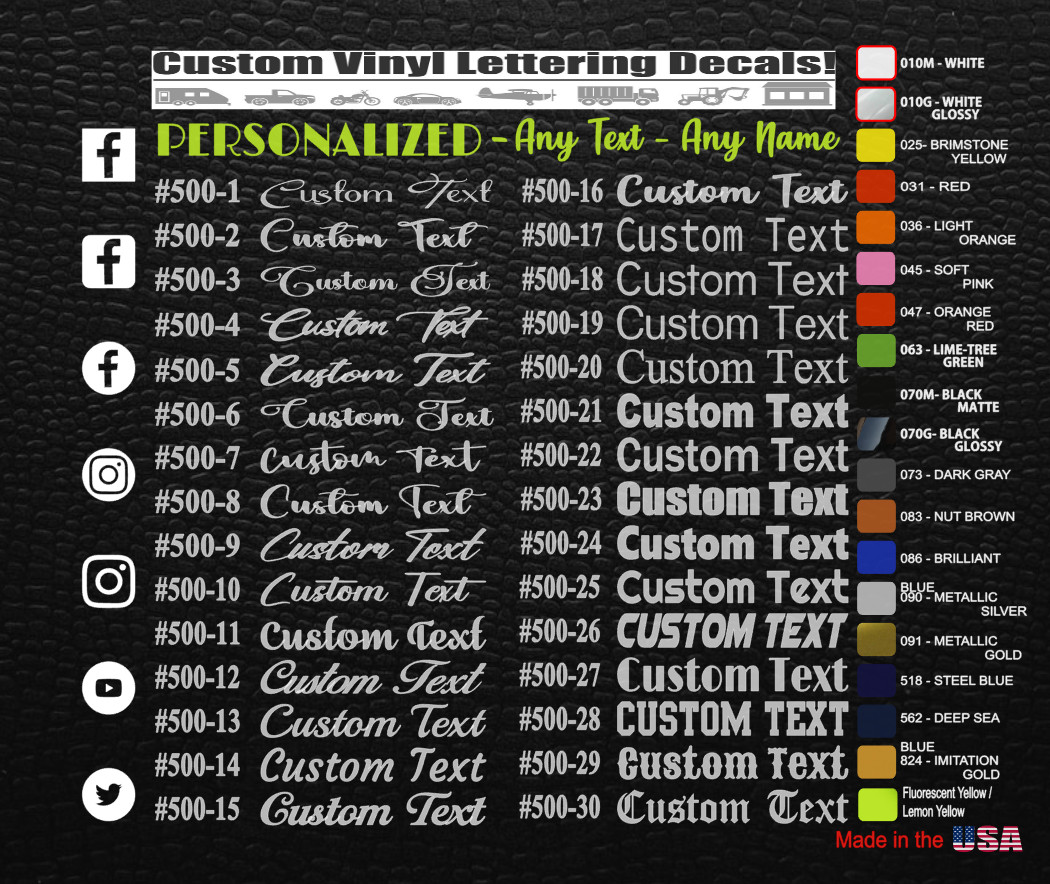 Lettering Custom Text Vinyl Stickers Decal Personalized Any Text – Name #501