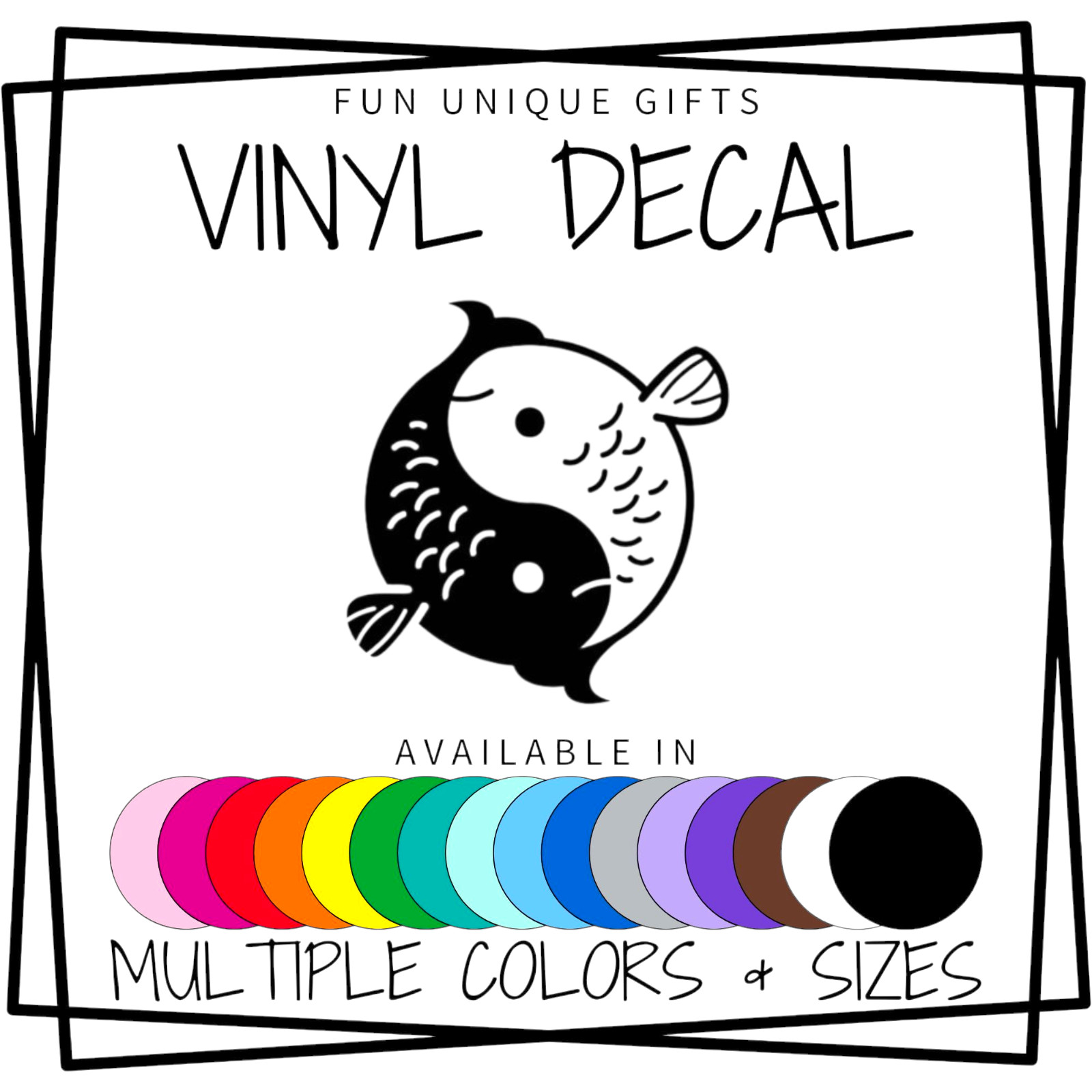 Yin Yang Fish Vinyl Decal Sticker -Multiple Colors & Sizes- FREE SHIPPING!