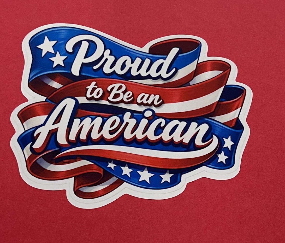 3 inch Proud To Be An American Ribbon Vinyl Sticker Patriotic USA Flag Decal