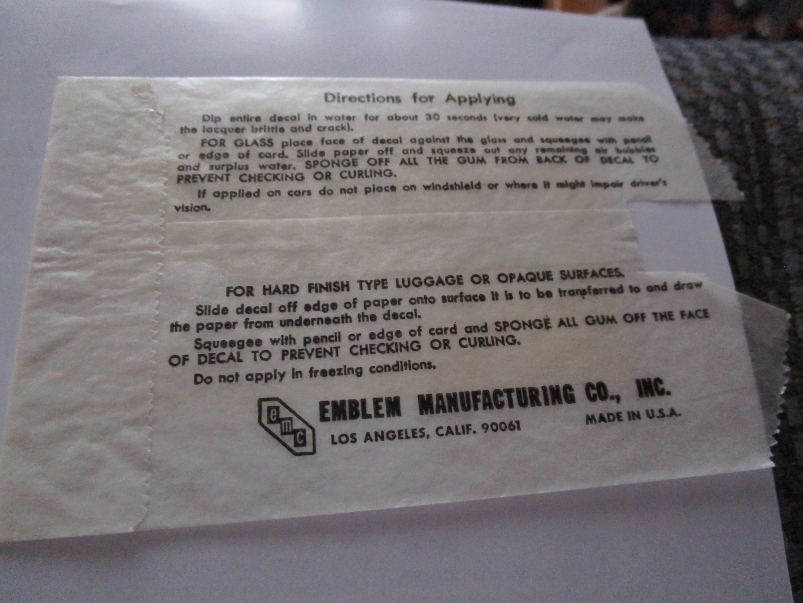 Oahe Dam Fort Pierre Pierre S. Dak. Windom Luggage Decal NOS In Envelope