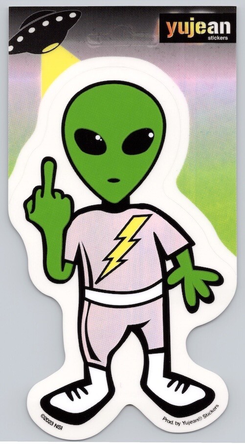 Alien With Attitude Flipping Bird Die-Cut Decal Sticker New Space Sci-Fi Area 51