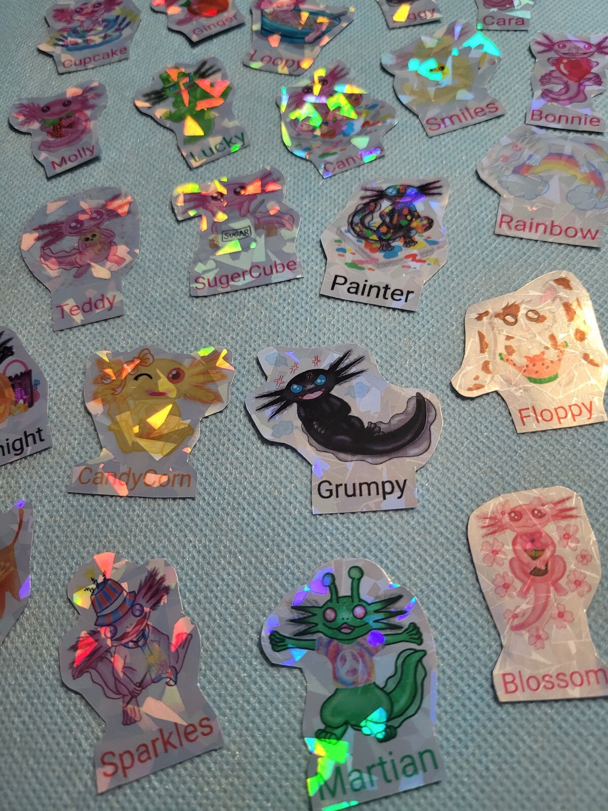 Kawaii Axolotl holofoil sticker 1 pack see description