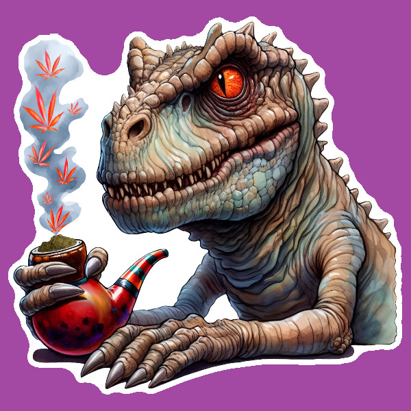 T-Rex Vinyl Cannabis Weed Marijuana UV Safe Dinosaur Stoner Sticker Weatherproof