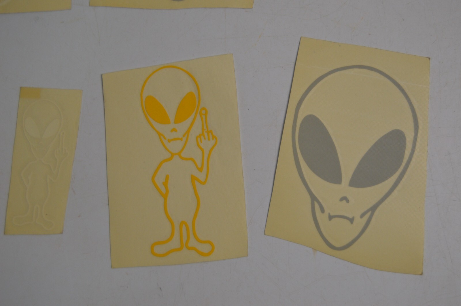 12 Vintage Alien Vinyl Decal Stickers Lot 1990's Space Carnival Collectibles