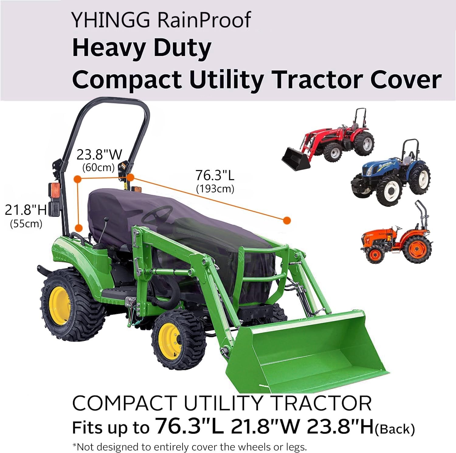 Tractor Cover Waterproof Compatible with Kubota,John Deere,Mahindra, Bobcat,Comp