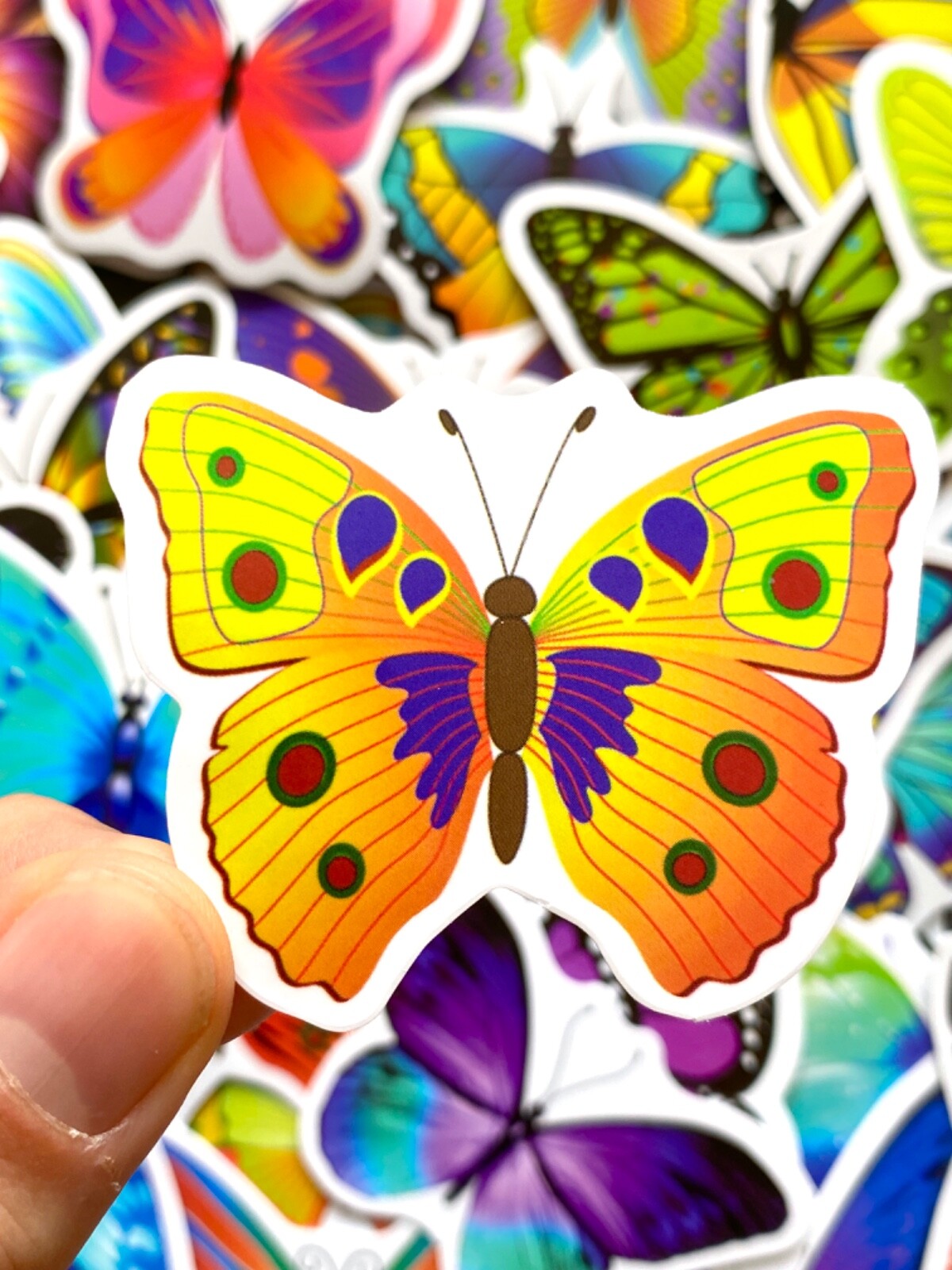 5-50 pcs Butterfly Stickers, Lucky Animal Vinyl Stocking Stuffer Phone Decals