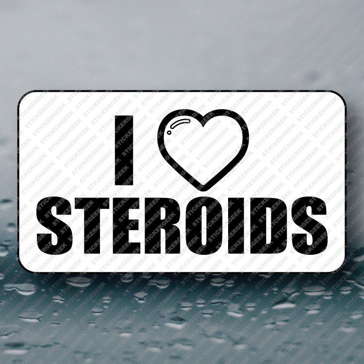 I HEART STEROIDS Adult Humor Funny Prank Joke Gag Sticker 25-250pcs