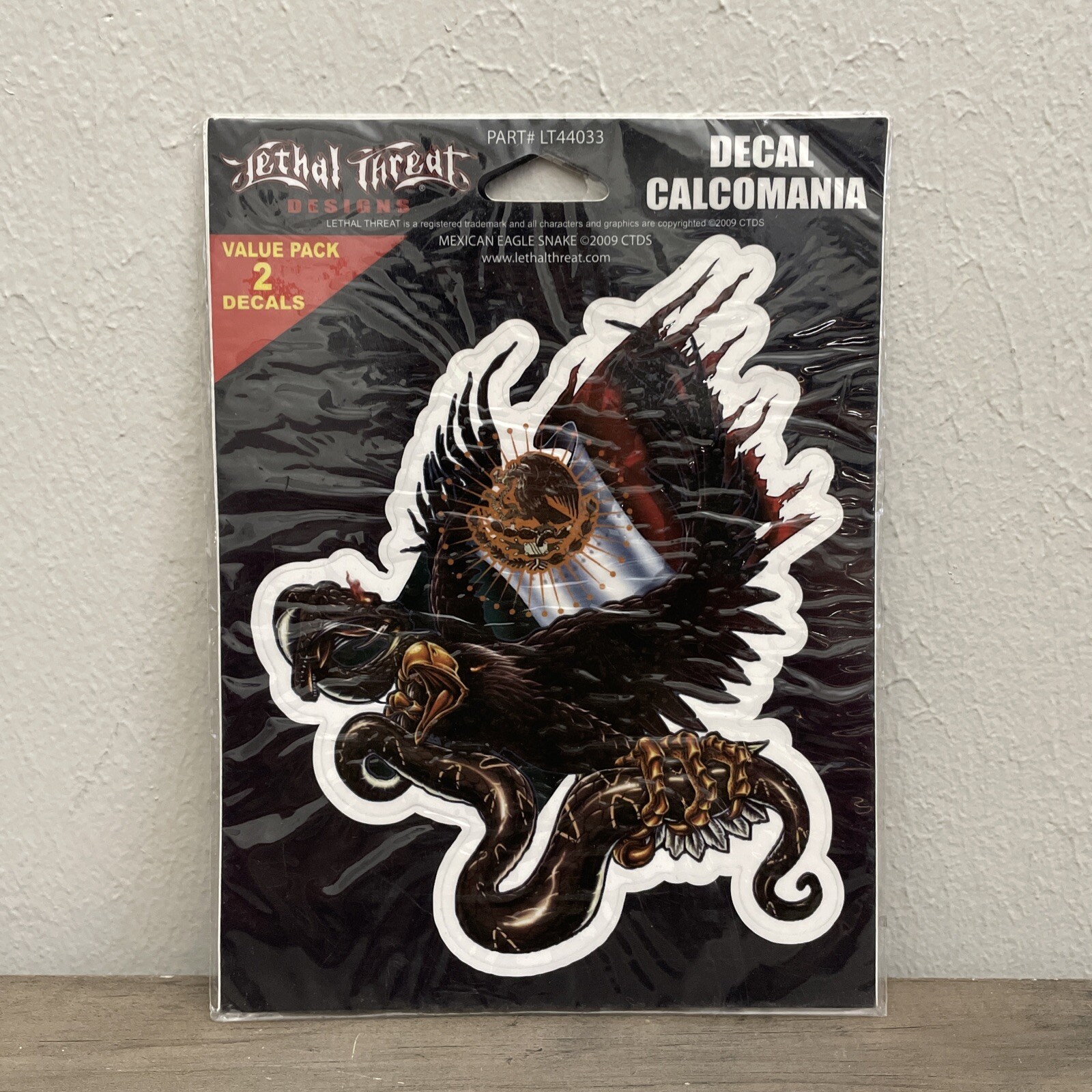 6.5” Lethal Threat Mexican Eagle Snake Flag Decal 2 Pack Stickers