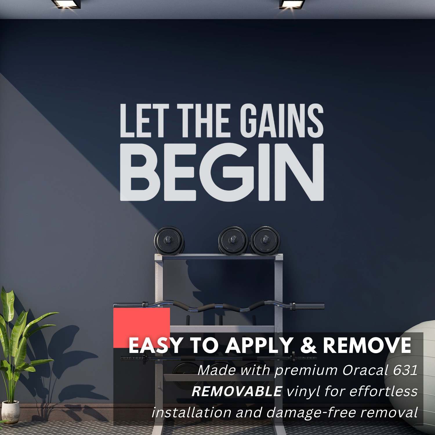 Motivational Wall Decal – Let the Gains Begin – Gym & Fitness Workout Decor