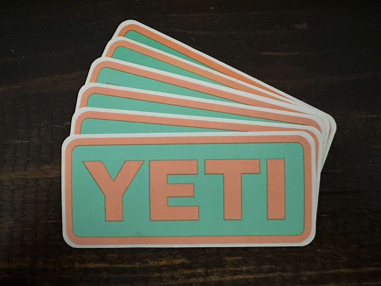 New YETI Logo Sticker Decal Authentic Teal Turquoise Peach Pink Coral