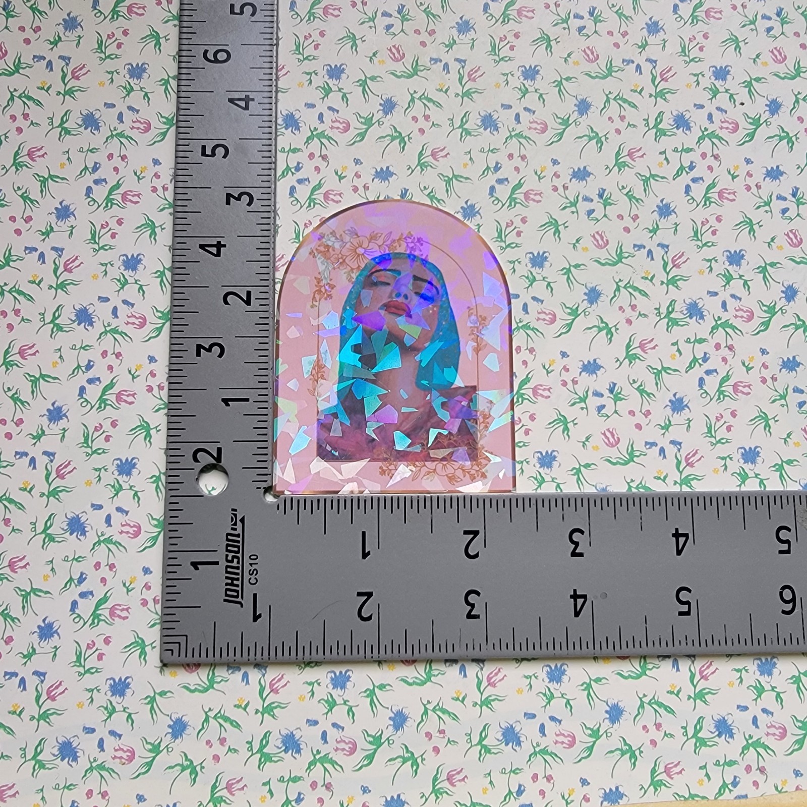 Pink Holographic Woman Sticker Original Painting Vinyl for Laptop Waterbottle