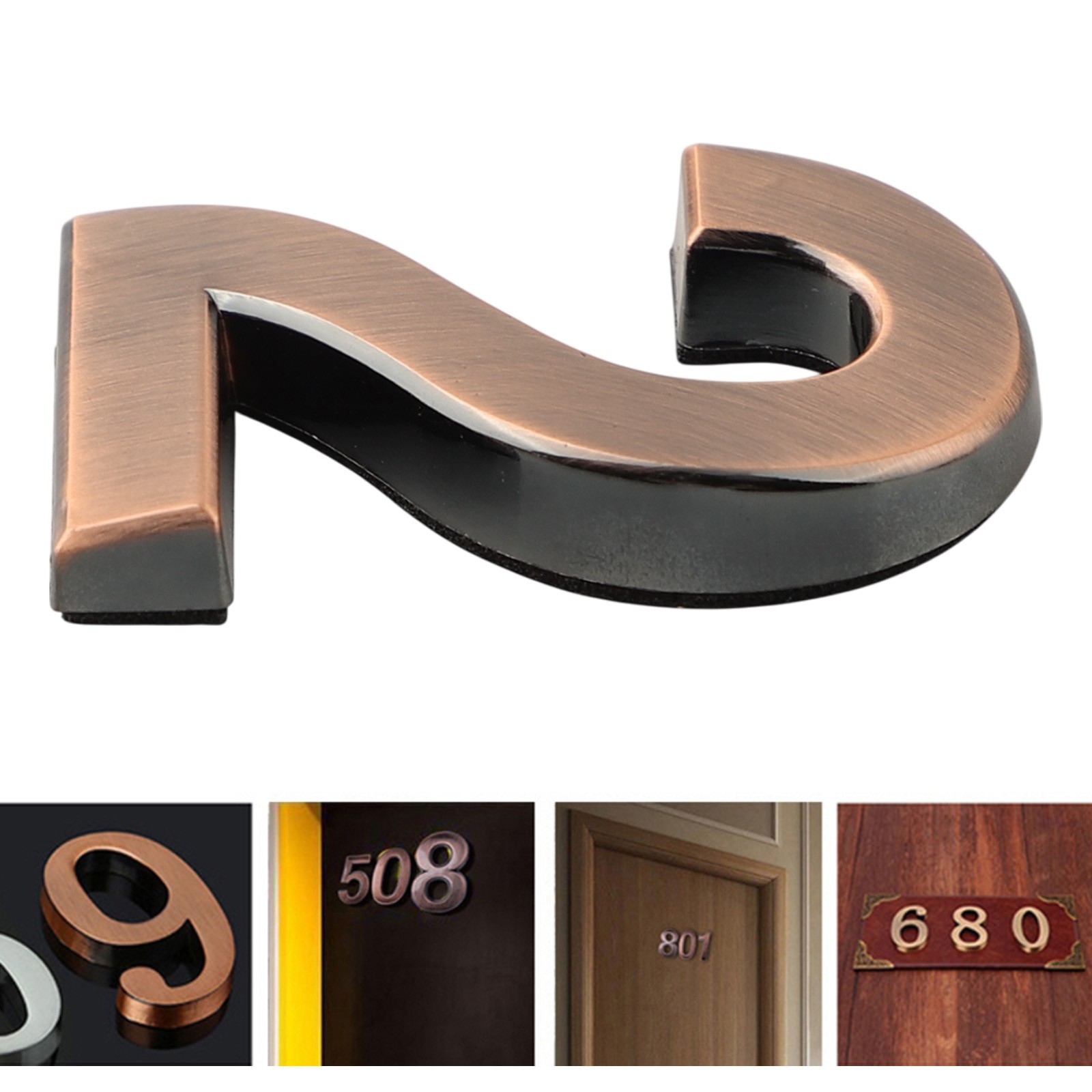 3D Door Number Sign Bronze ABS 50x35x6mm for Apartment Condo Hotel Room Door