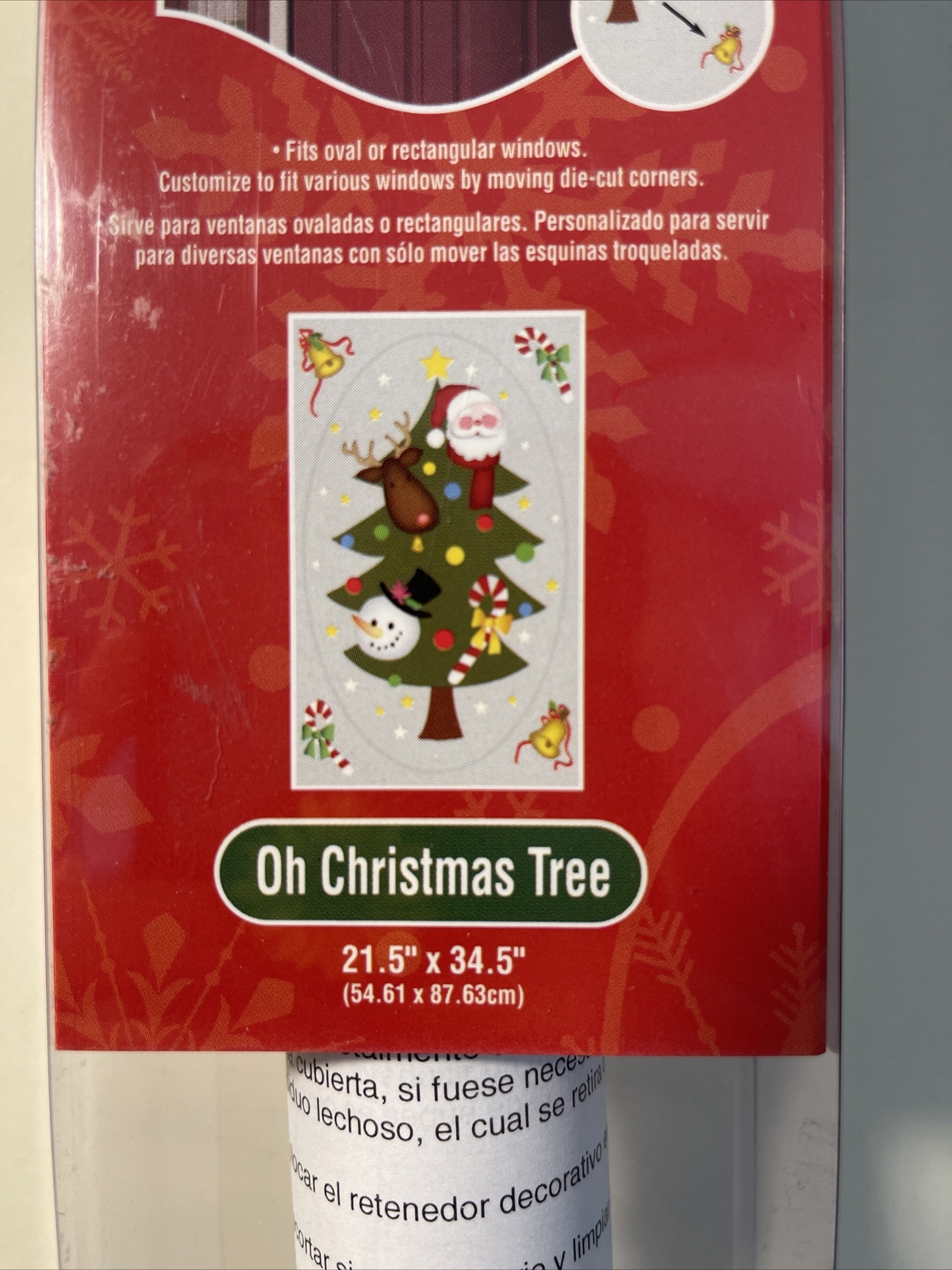 Brewster Oh Christmas Tree Holiday ￼ Window Cling 21.5 X 34.5 Santa Snowman New