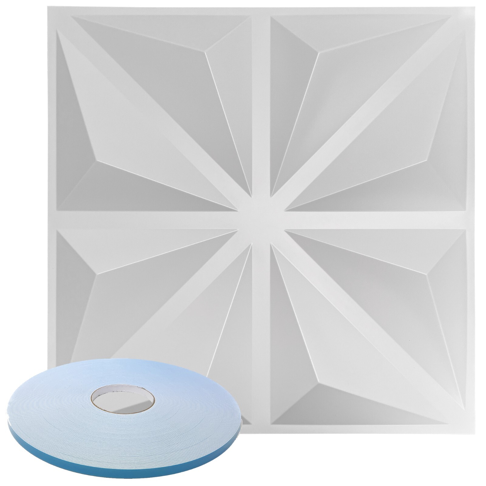 Star Textured Premium PVC 3d Wall Tile Panel 19.7" x 19.7" Pack of 12 White