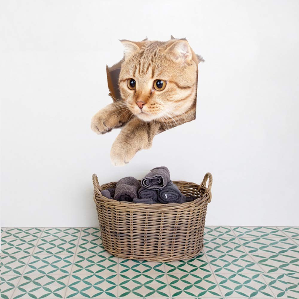 Cute 3D Cartoon Cat Wall Stickers – Easy Peel Vinyl Decor for Kids' Rooms