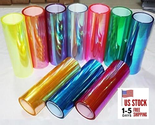 12 X 48 inches Self Adhesive Shiny Chameleon Headlights Tail Lights Fog Red