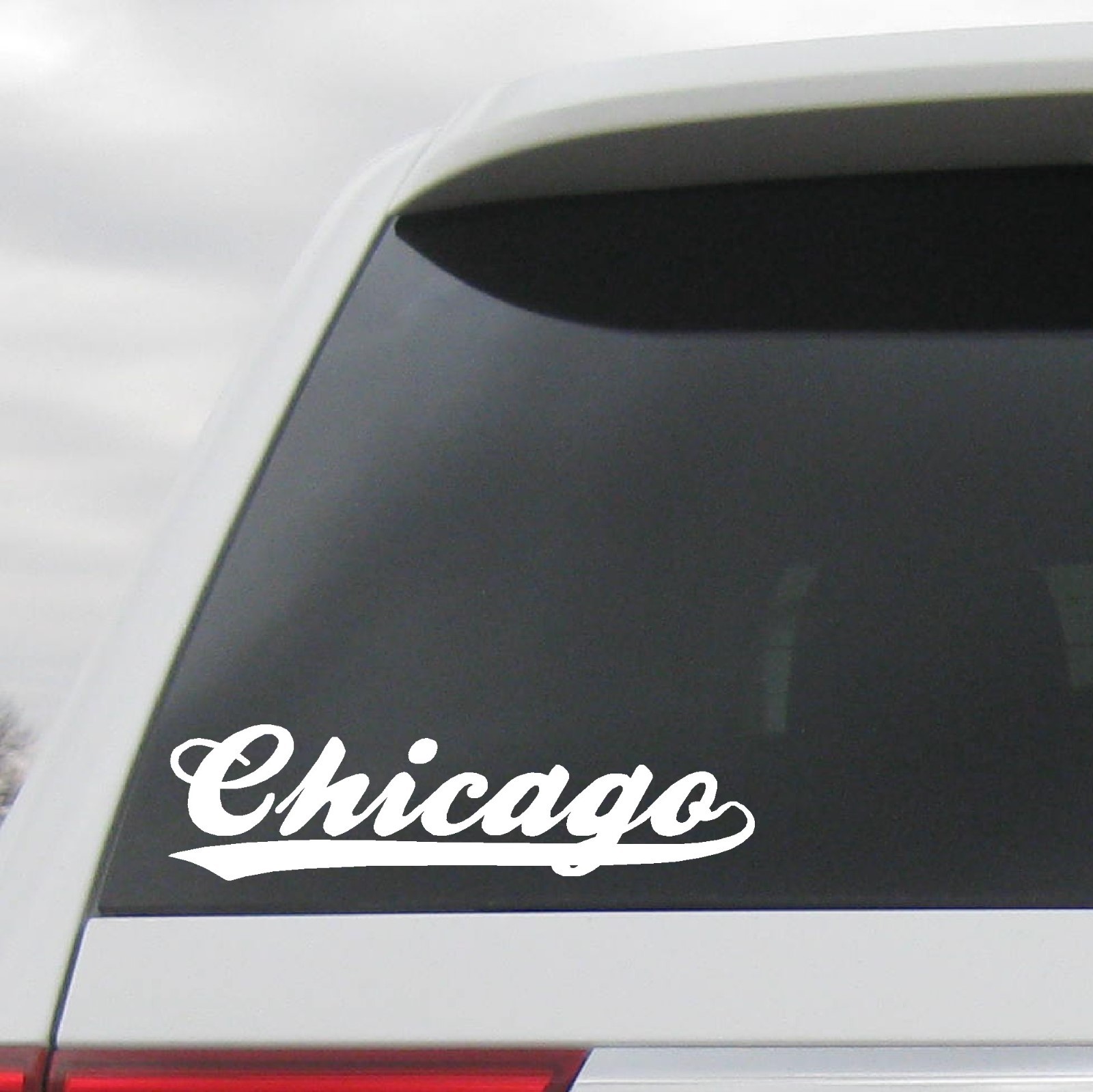 Chicago Decal Sticker Baseball Script with Tail Cubs White Sox Illinois