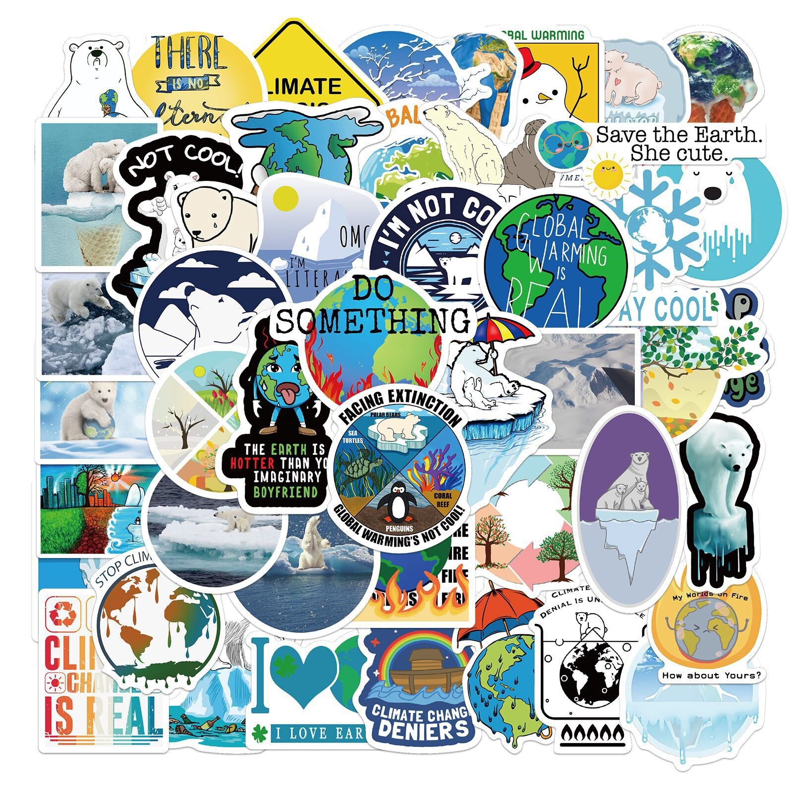20 Random Climate Change Awareness Stickers Global Warming Decals Free Shipping!