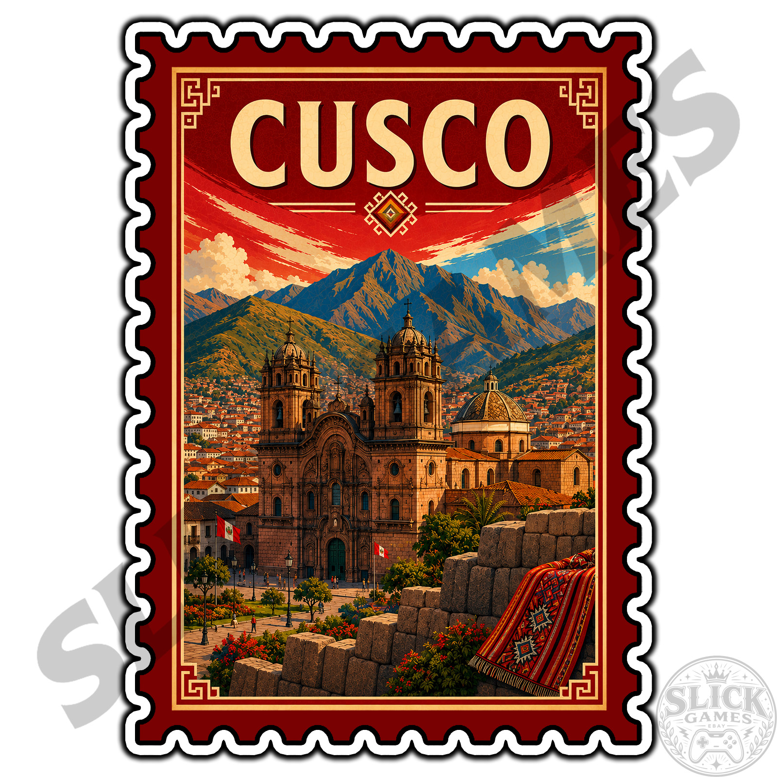 Cusco Peru Travel Postage Stamp Sticker #1 Waterproof Vinyl Decal Die-Cut
