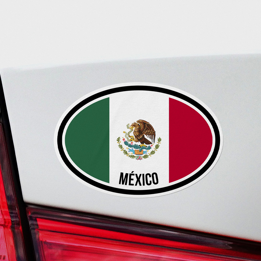 Mexico Oval Flag Sticker 3 Pack Vinyl Decal Car Auto CDMX Guadalajara Puebla