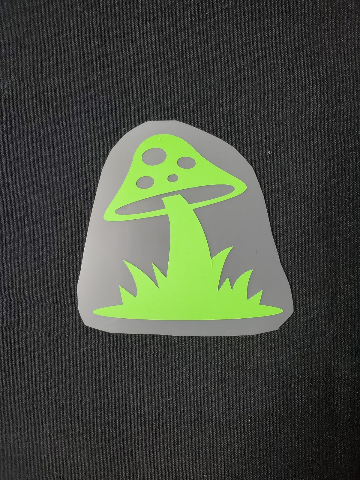 Glow In The Dark Single Mushroom Vinyl Decal Sticker Bright Green Medium Size