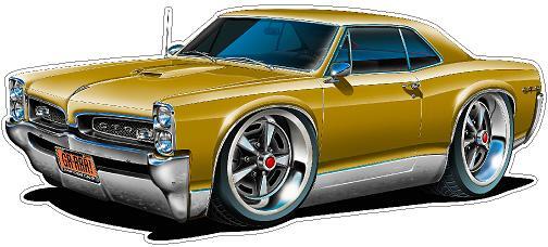 Wall Decal Compatible with 1966-7 Pontiac GTO 380 Cartoon Car Boys Room Garage