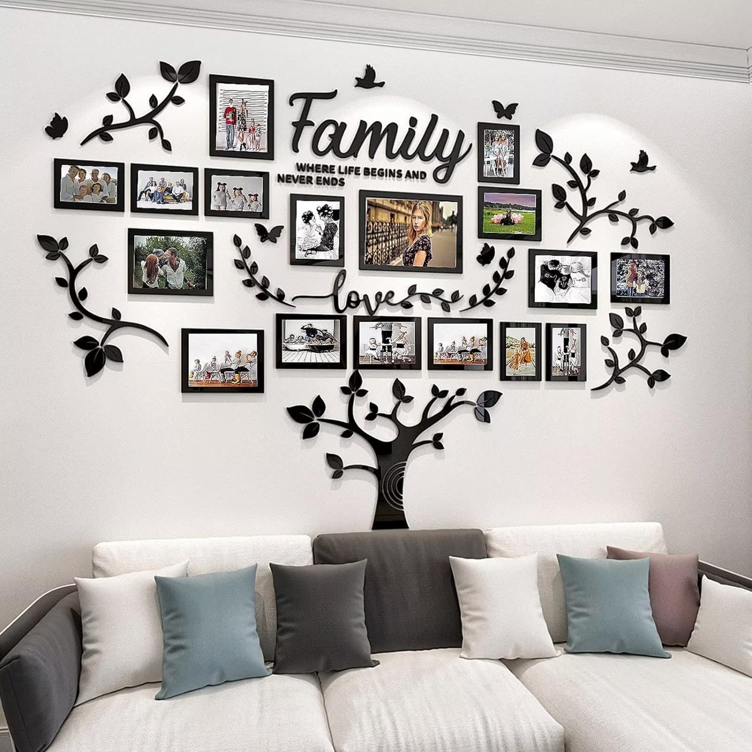 DIY Family Tree Wall Decor 3D Picture Frame Collage Living Room Sticker
