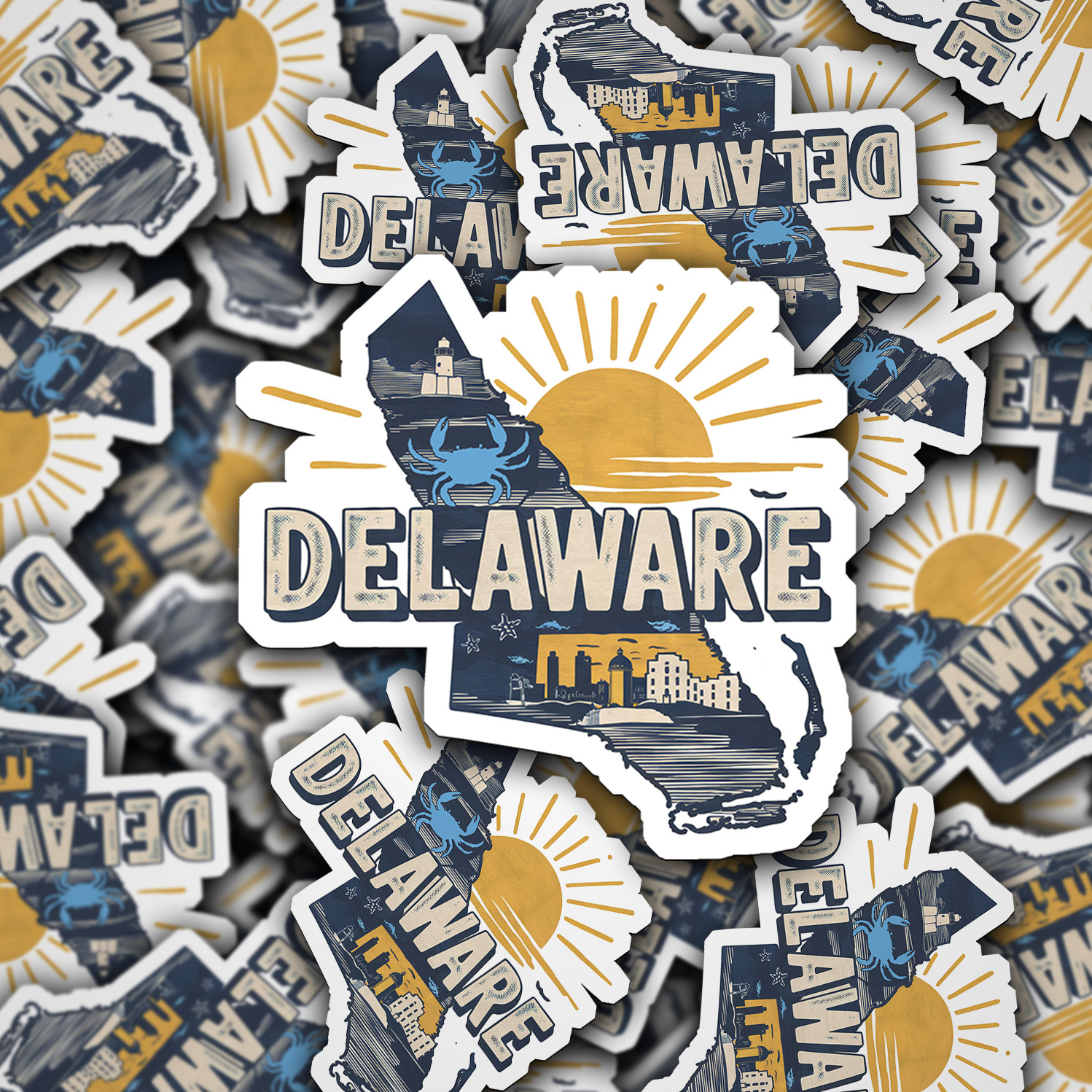 Retro Vinyl State Sticker – Delaware