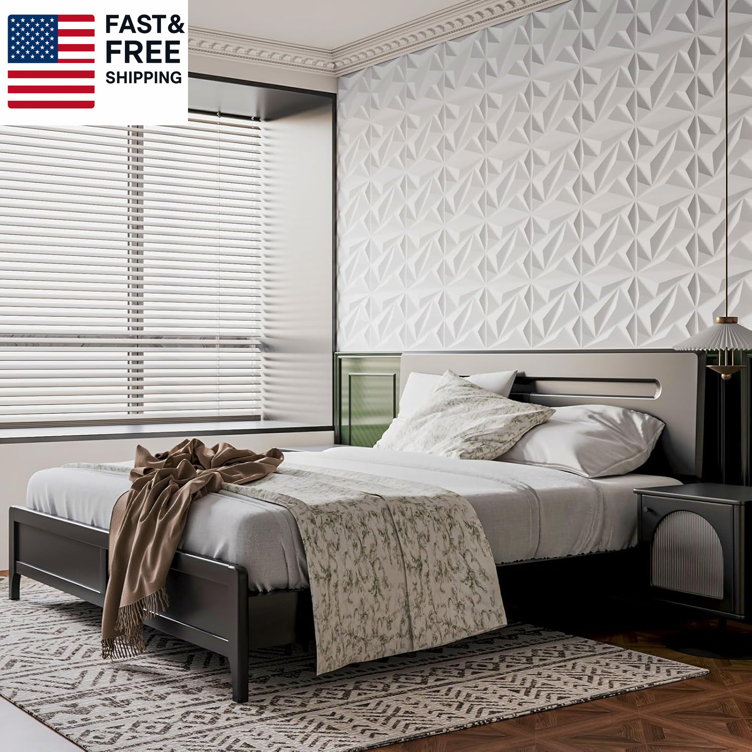 33 Pack 3D Wall Panel Diamond for Interior Wall Décor, PVC Flower Textured Wall