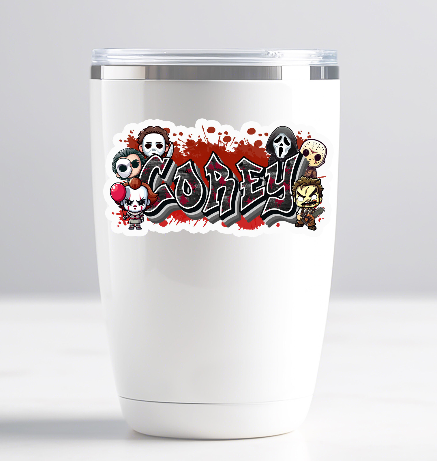 Custom Name Sticker, Vinyl Decal, Horror Villains, Spooky Halloween Killers