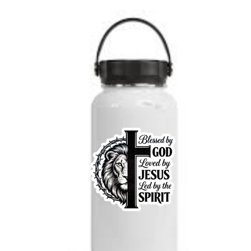 An Inspirational Religious Blessed By God High Quality Vinyl Sticker 3.3" x 3.7"