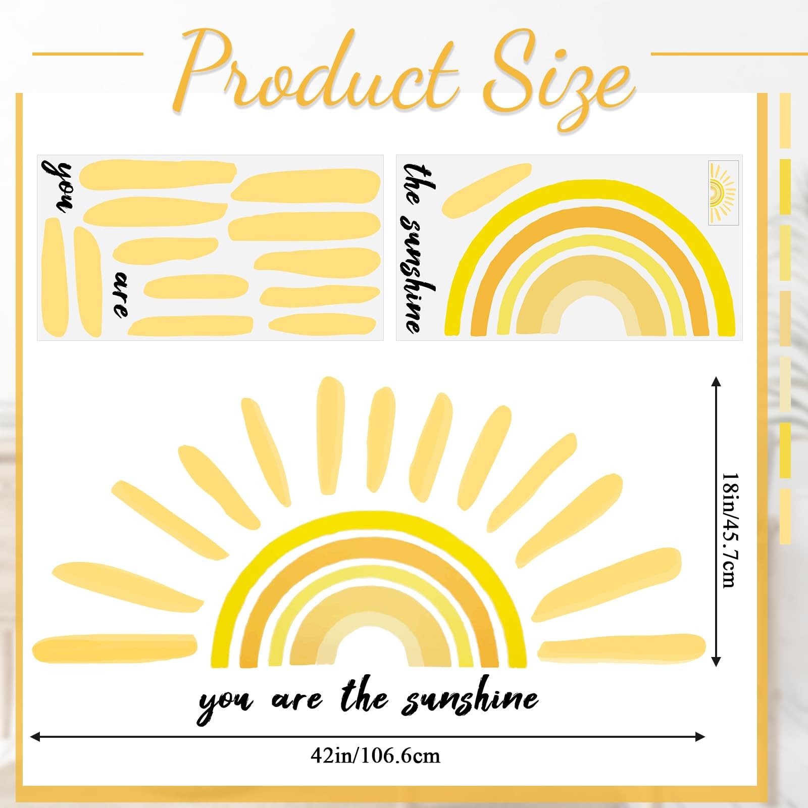 42 x 18 Inches Large Boho Half Sun Wall Decals You are The Sunshine Wall Stic…