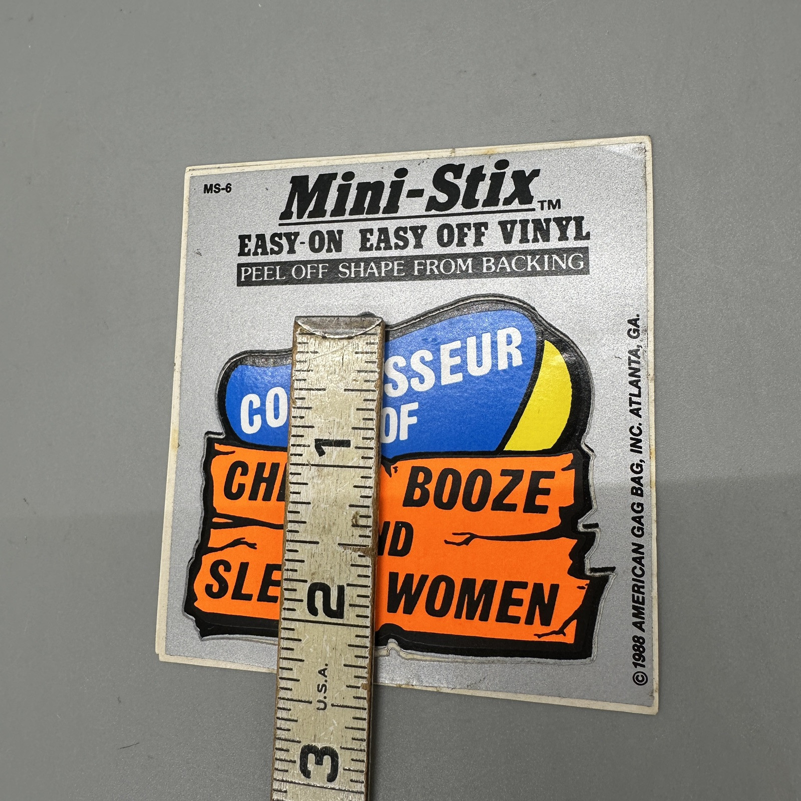1988 Vintage "Connoisseur of Cheap Booze &… " Black Light Retro Vinyl Sticker
