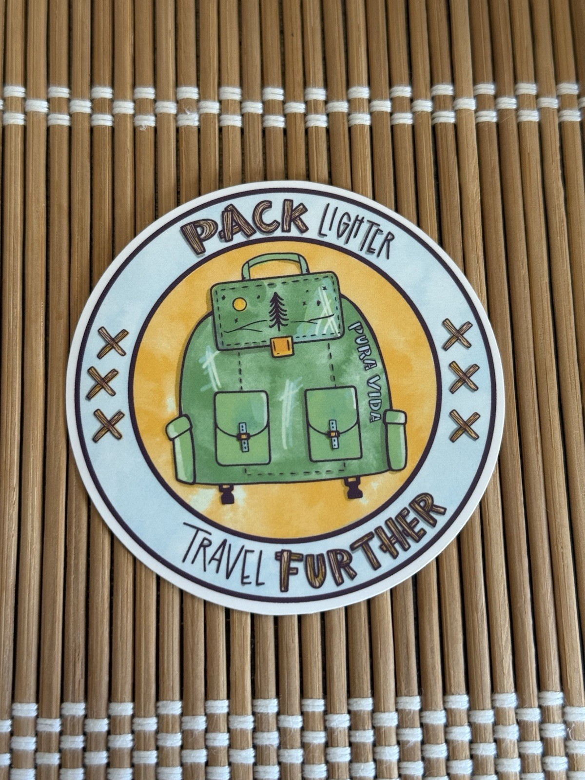 Pura Vida Sticker Circle Pack Lighter Travel Further Camping