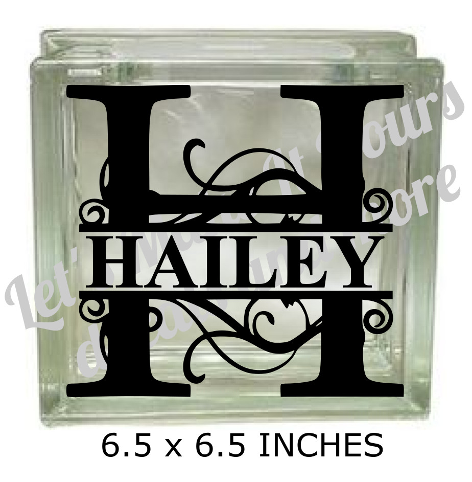 LETTER H & NAME VINYL DECAL STICKER FOR 8" GLASS BLOCK DIY CRAFTS CUSTOM MADE