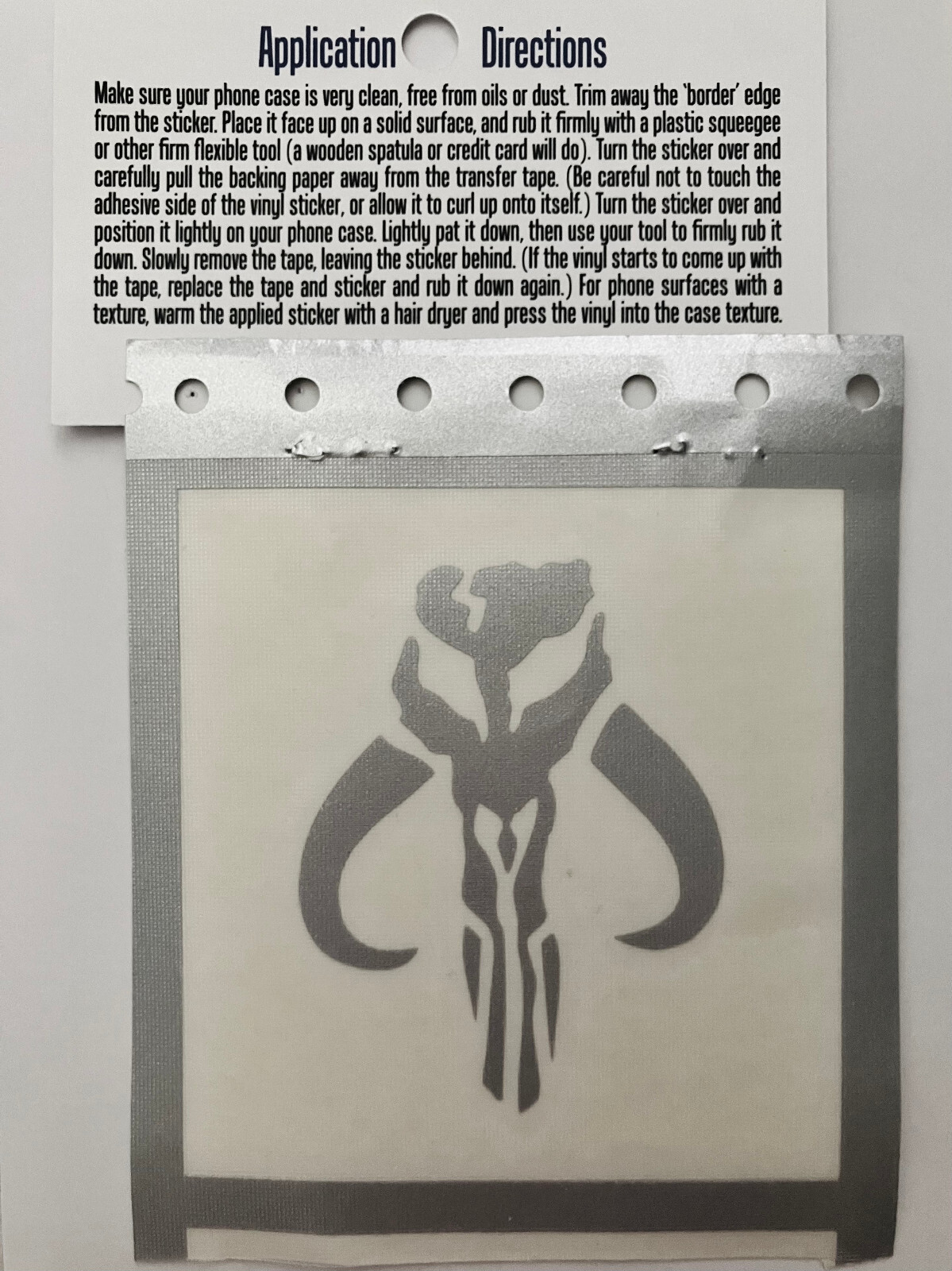Mandalorian skull vinyl decal sticker – silver