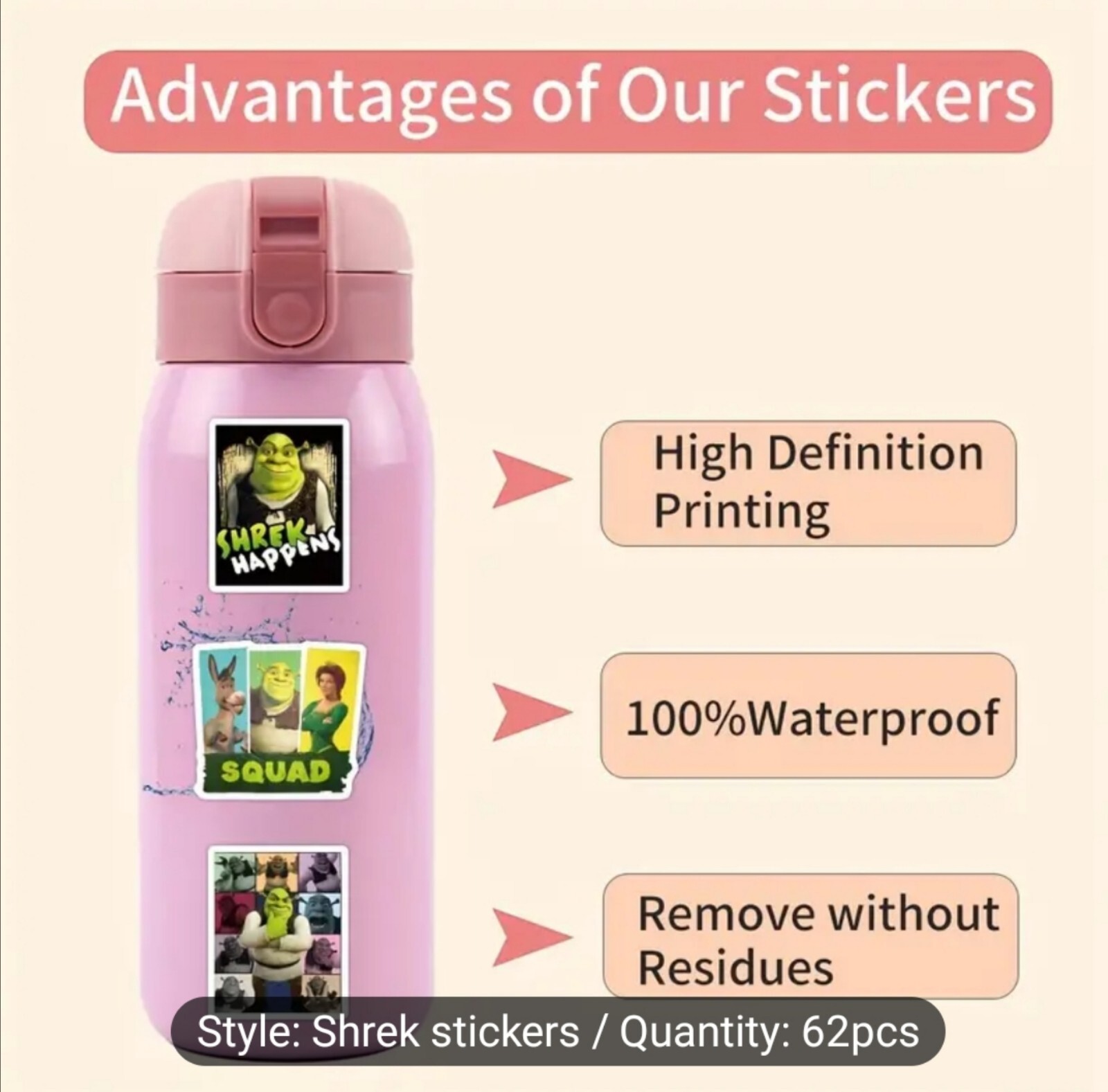 20 PCS Shrek Movies (Unofficial) Funny Kids Animated Stickers BRAND NEW
