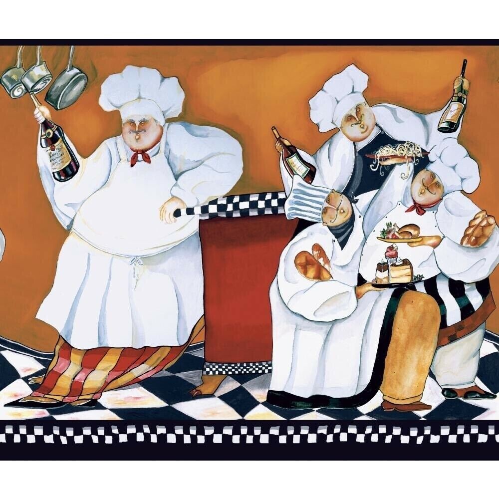 York Wallcoverings BG1680BD Chef's A-Cookin' Wallpaper Border Cafe Wall Decor