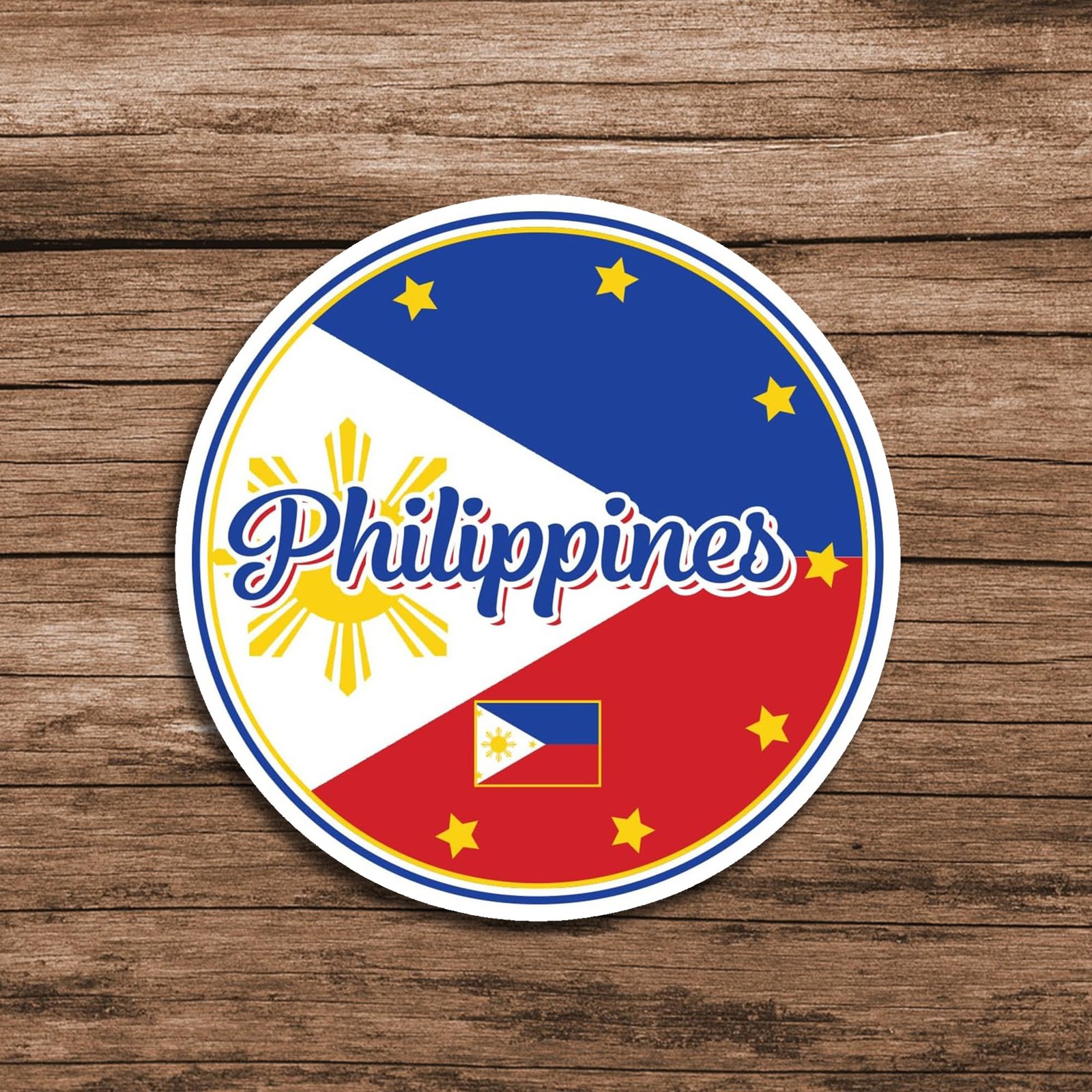 Philippines Flag Round Sticker 5 Inch Vinyl Decal – Waterproof Circular Country