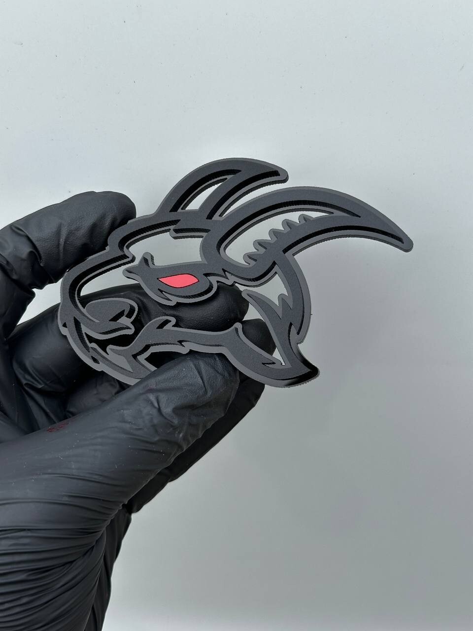 Angry Goat Red Eye Car Truck Emblem Badge Matte Black on Black Custom Pack of 2