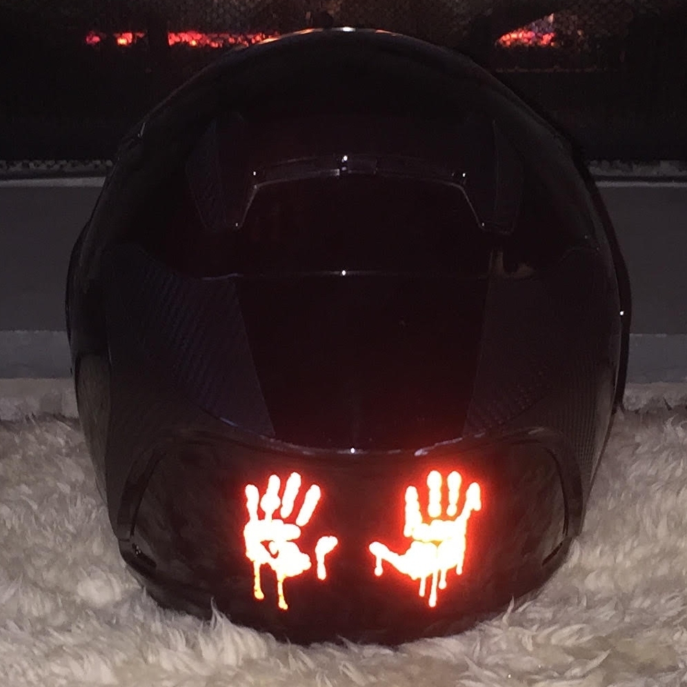 High Intensity REFLECTIVE Dripping Bloody Hands Decals Stickers Helmet Car Bike