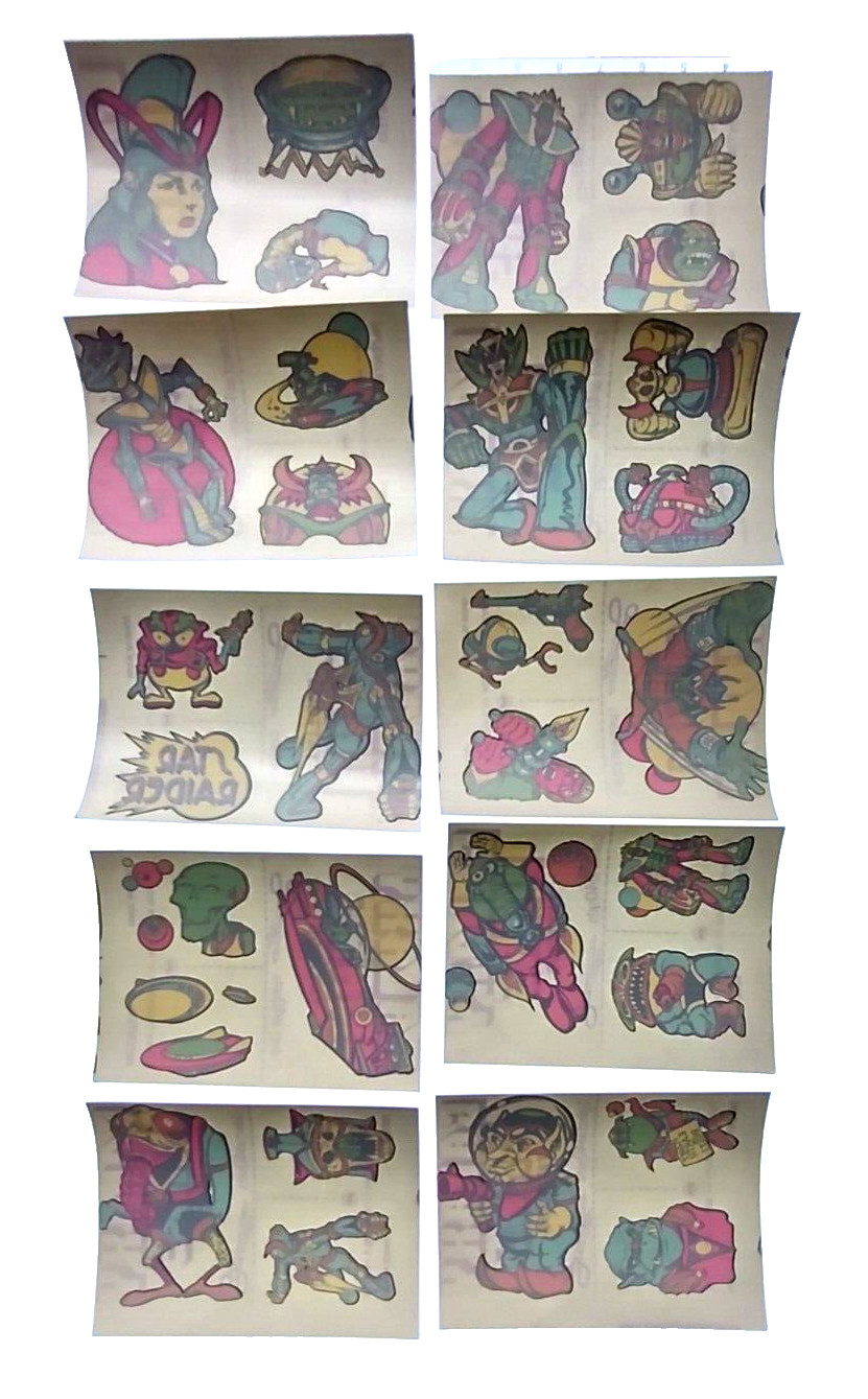 Galaxy Wars Vintage 1970's Set Of 10 Tattoos Space Age Sci-Fi Aliens Creatures