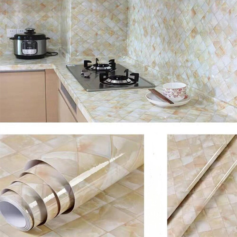 Waterproof Marble Adhesive Wallpaper Vinyl Wall Sticker Bathroom Kitchen Room